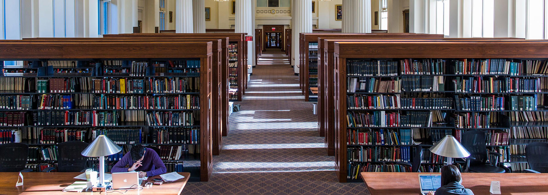 students in library